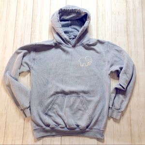 IVORY ELLA DISTRESSED BLUE-GRAY WOMANS HOODIE-UNISEX